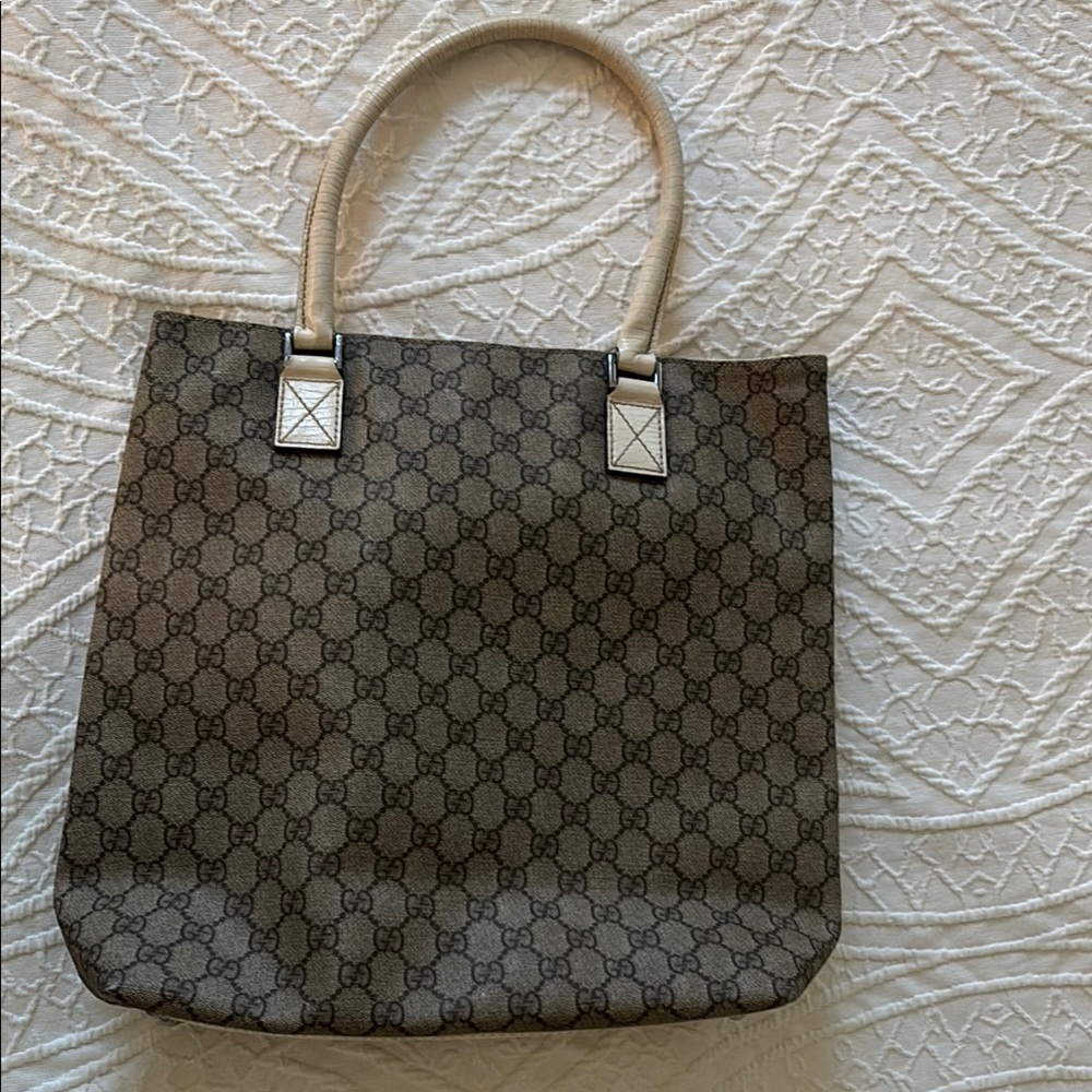 Gucci Monogram Brown and Cream Tote COA